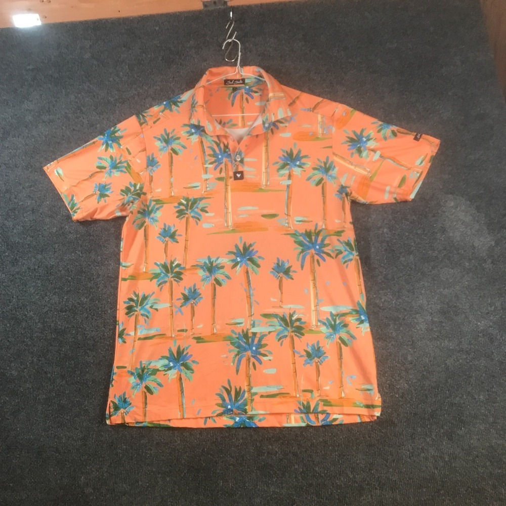 Bad Birdie Hotel California Short Sleeve Polo Shirt Men L Multi Performance Golf
